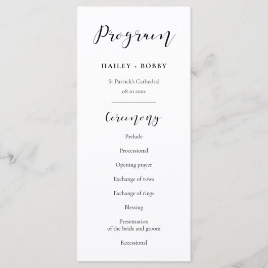 Elegant design bruiloft programmakaart (Voorkant)