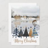 Elegant Design featuring a tranquil winter scene Feestdagenkaart (Voorkant / Achterkant)