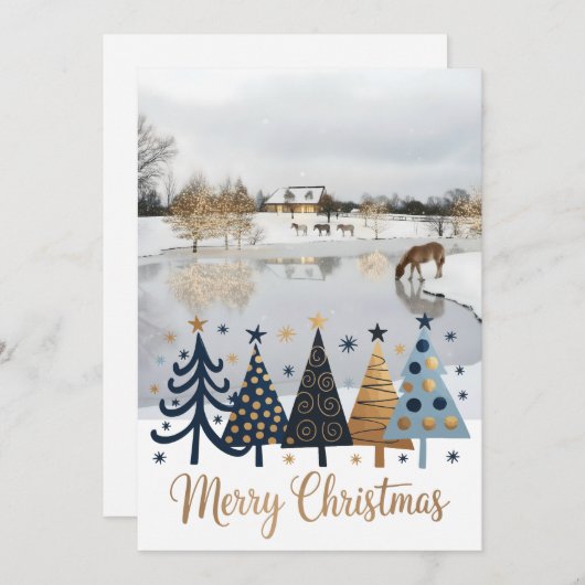 Elegant Design featuring a tranquil winter scene Feestdagenkaart (Voorkant / Achterkant)