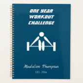 Elegant design gewichten zeevaartblauwe training planner (Voorkant)