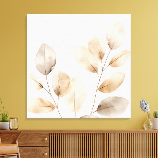 Elegant design met sierlijke bladeren canvas afdruk (Insitu (Woonkamer))