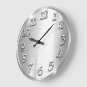 Elegant design Metallic Arabic Numbers Silver Grey Grote Klok (Hoek)