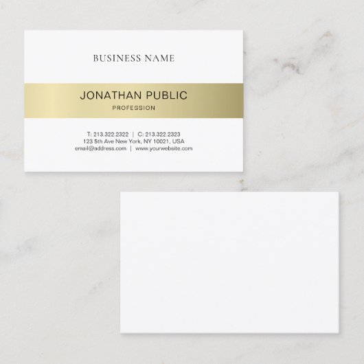 Elegant design, minimalistisch platte Gold-look Visitekaartje (Voorkant / Achterkant)