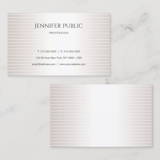 Elegant design Modern Plain Faux Silver Shiny Luxe Visitekaartje (Voorkant / Achterkant)