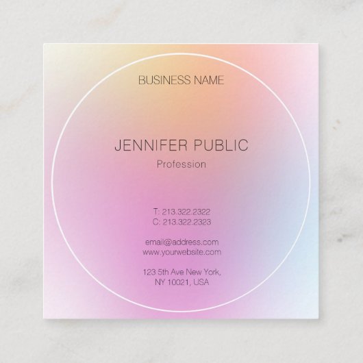 Elegant Design Sjabloon Moderne kleurrijke rendy Vierkante Visitekaartje (Achterkant)