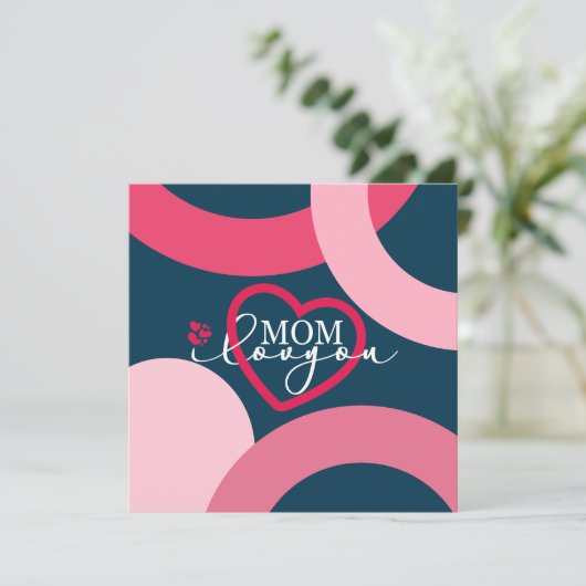 Elegant design Tekst Mam waar ik van hou met hart Bedankkaart (Staand voorkant)