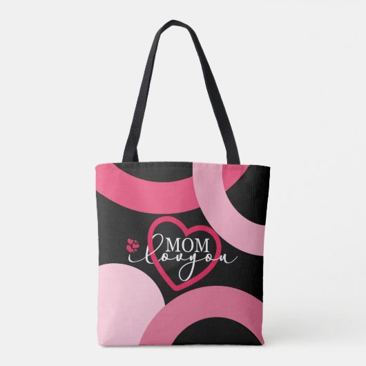 Elegant design Tekst Mam waar ik van hou met hart Tote Bag (Achterkant)