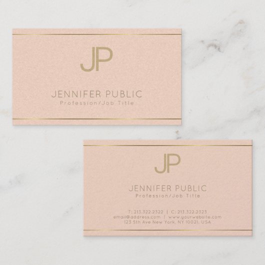 Elegant Design Trendy Elite Plain Luxe Monogram Visitekaartje (Voorkant / Achterkant)