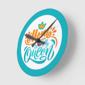 Elegant Design Typografie Mam is mijn koningin Ronde Klok (Hoek)