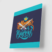 Elegant Design Typografie Mam is mijn koningin Vierkante Klok (Hoek)