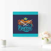 Elegant Design Typografie Mam is mijn koningin Vierkante Klok (Huis)