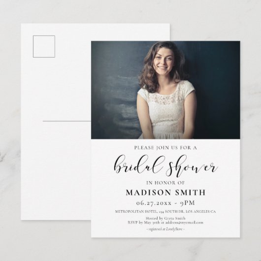 Elegant design Vrijgezellenfeest fotouitnodiging Briefkaart (Voorkant / Achterkant)