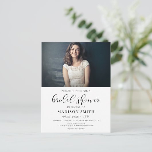 Elegant design Vrijgezellenfeest fotouitnodiging Briefkaart (Staand voorkant)