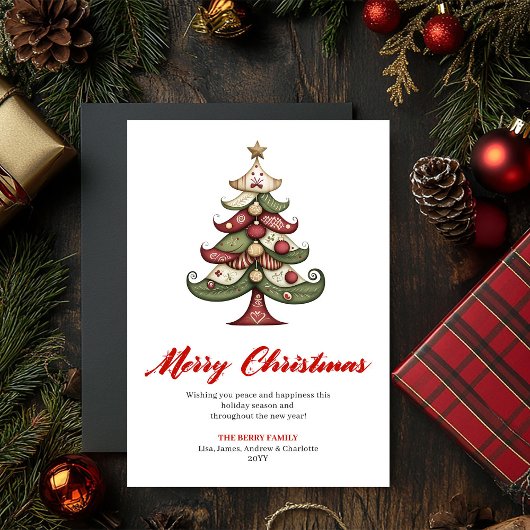 Elegant Designer Christmas Tree Greeting Printable Feestdagenkaart