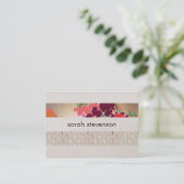 Elegant Designer Floral Chic Gold & Linen Striped Visitekaartje (Staand voorkant)