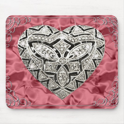 Elegant Designer Heart Red Muismat (Voorkant)