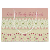 Elegant Designer Pink Heart Pattered Groot Cadeauzakje (Voorkant)