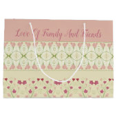 Elegant Designer Pink Heart Pattered Groot Cadeauzakje (Achterkant)