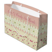 Elegant Designer Pink Heart Pattered Groot Cadeauzakje (Achterkant Gekanteld)