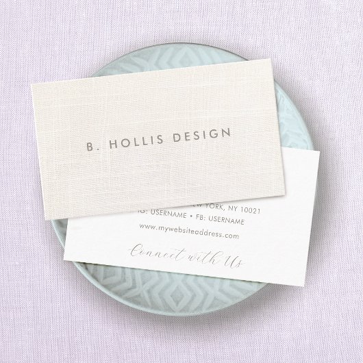 Elegant designer wit linnen (afbeelding) visitekaartje