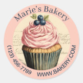 Elegant Dessert Baker Cake Cateraar Cupcake Bakker Ronde Sticker (Voorkant)