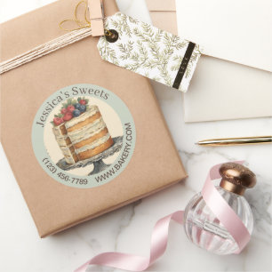 Elegant Dessert Baker Cake Cateraar Cupcake Bakker Ronde Sticker