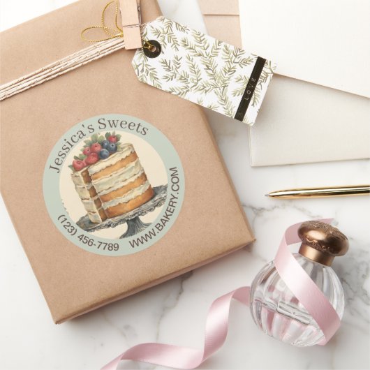 Elegant Dessert Baker Cake Cateraar Cupcake Bakker Ronde Sticker (Geschenken)