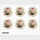 Elegant Dessert Baker Cake Cateraar Cupcake Bakker Ronde Sticker (Vel)