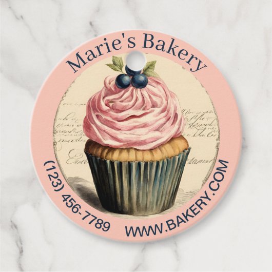 Elegant Dessert Bakkerij Baker Cake Cateraar Cupca Bedankjes Labels (Voorkant)