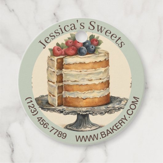 Elegant Dessert Bakkerij Baker Cateraar Cupcake Ca Bedankjes Labels (Voorkant)