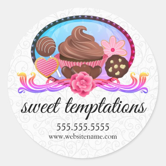 Elegant Desserts Bakery Box Seals Ronde Sticker (Voorkant)