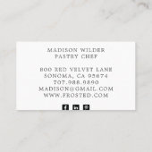 Elegant Desserts Catering Pastry Chef Baker Visitekaartje (Achterkant)