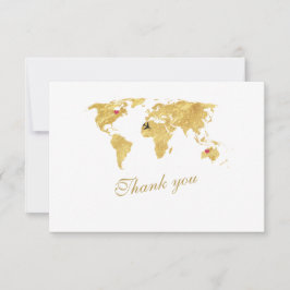 Elegant Destination Gold Wereldkaart Wedding Bedankkaart