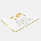 Elegant Destination Gold Wereldkaart Wedding Gastenboek (Hoek)