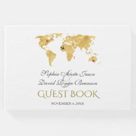 Elegant Destination Gold Wereldkaart Wedding Gastenboek