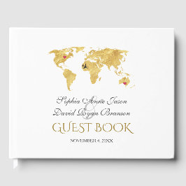 Elegant Destination Gold Wereldkaart Wedding Gastenboek