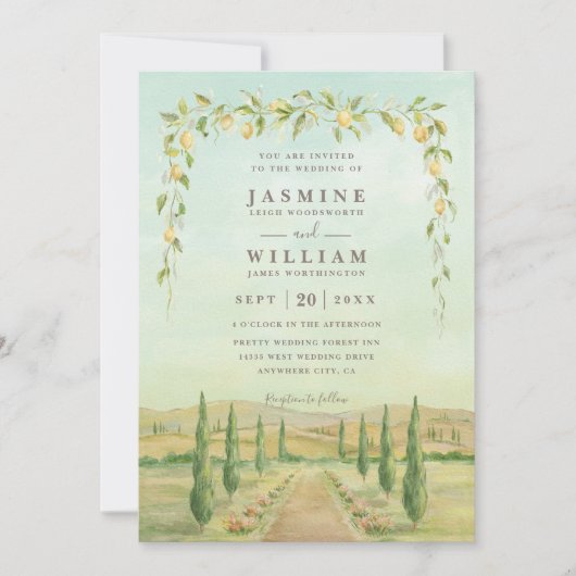 Elegant Destination Italy Rustic QR Code Wedding Kaart (Voorkant)