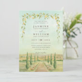 Elegant Destination Italy Rustic QR Code Wedding Kaart (Staand voorkant)
