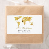 Elegant Destination Wedding Gold Wereldkaart Etiket (Insitu)