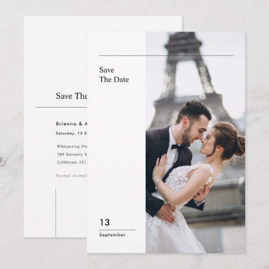 Elegant Destination Wedding Photo Save The Date Kaart (Voorkant / Achterkant)