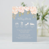 Elegant Details Moderne tijdlijn Stusty Blue Blush Informatiekaartje (Staand voorkant)