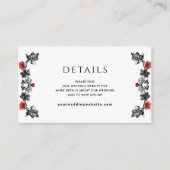 Elegant Details/of ander Black Red Gothic Wedding Informatiekaartje (Voorkant)