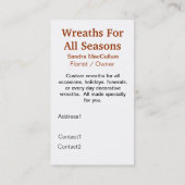 Elegant Deur Wreated Custom Florist Visitekaartje (Achterkant)