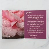 Elegant Dew druppelt op roze Rose Petal Maid of Ho Bedankkaart (Binnen)