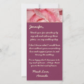 Elegant Dew druppelt op roze Rose Petal Maid of Ho Bedankkaart (Achterkant)