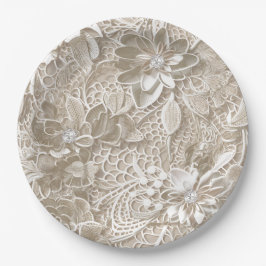 Elegant deze kant en diamanten papieren bordje