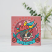 Elegant Dia de los Muertos Floral Skull Invitation Kaart (Staand voorkant)