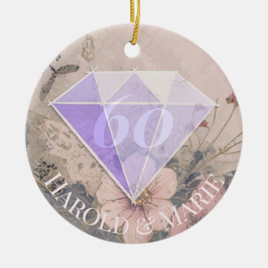 Elegant Diamant Bruiloft Keramisch Ornament (Voorkant)