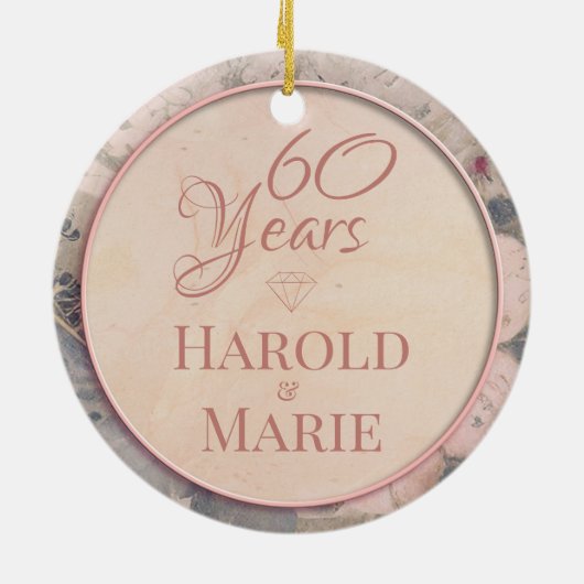 Elegant Diamant Bruiloft Keramisch Ornament (Achterkant)