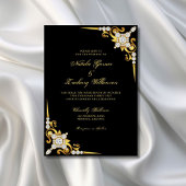 Elegant Diamant Goud Zwart Bruiloft Kaart